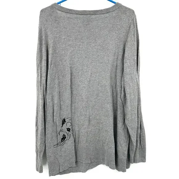 Disney Frozen II‎ x Torrid Size 3 3XL V Neck Pullover Sweater Gray White Black - Picture 2 of 4